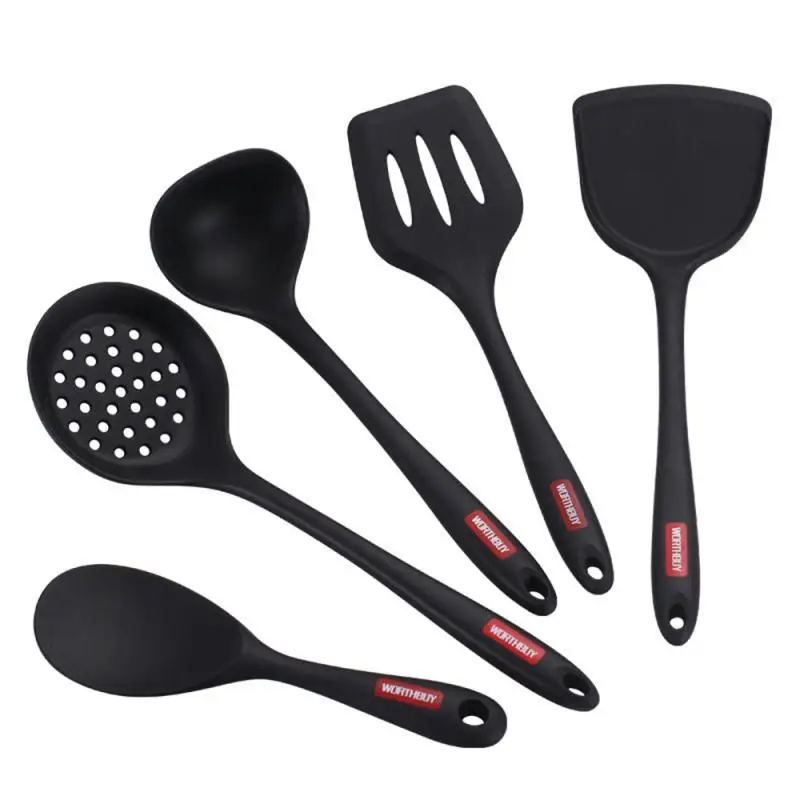 

Spoon Cooking Utensils Set Ladle Silicone Kitchenware Spatula Food Grade Kitchenware Non-stick Cookware Leaky Spoon Shovel