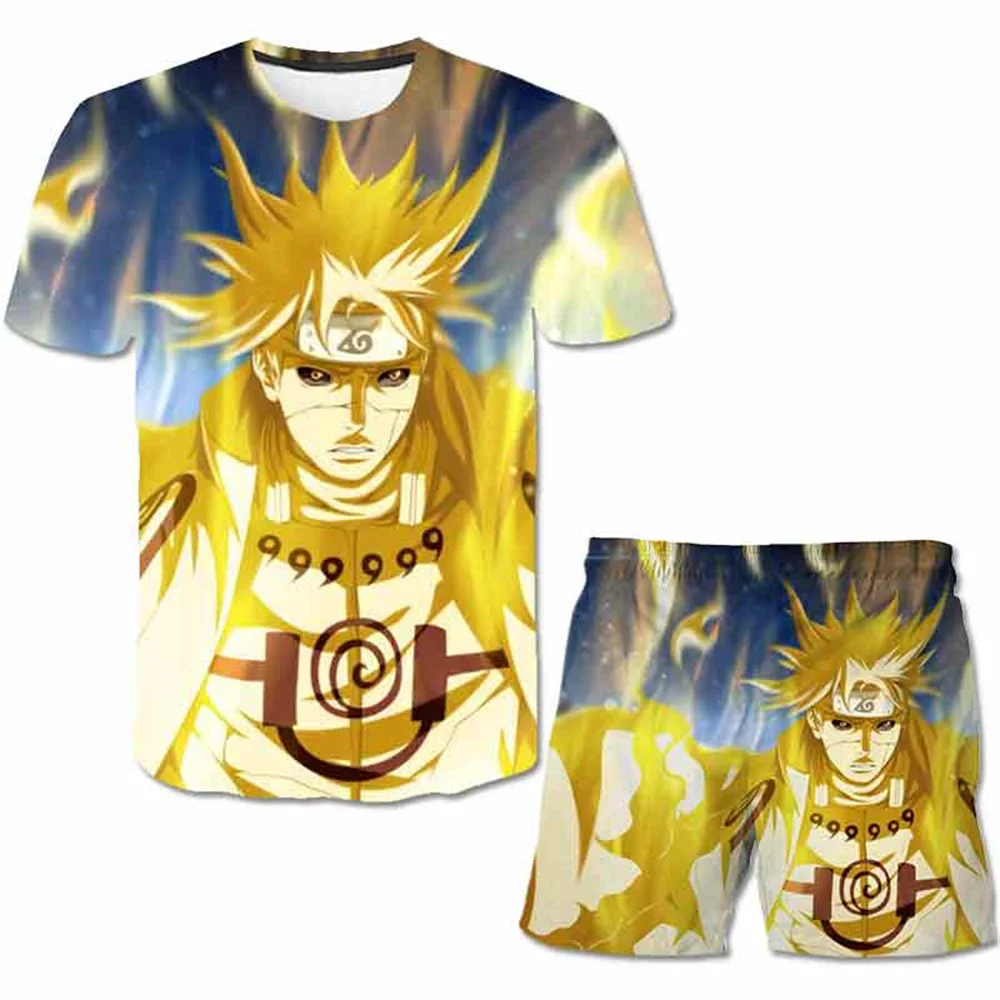 New Children Naruto Tshirts 2 pieces Sets Kids Narutos Boys and Girls 3D print cartoon Suit Summer harajuku Casual Fashion Tees images - 6