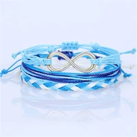 3pcsset hand braided digital 8 infinity bracelet for women boho wax rope charm lucky adjustable bracelets friendship jewelry