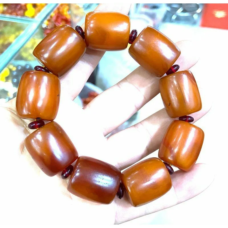 

20x23mm Natural Old amber bracelet Fashionable honey wax Certificate