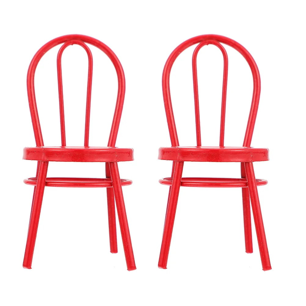 

2 Pcs Miniature Chair Model Iron Chair Mini House Scene Layout Decor Doll House Decor