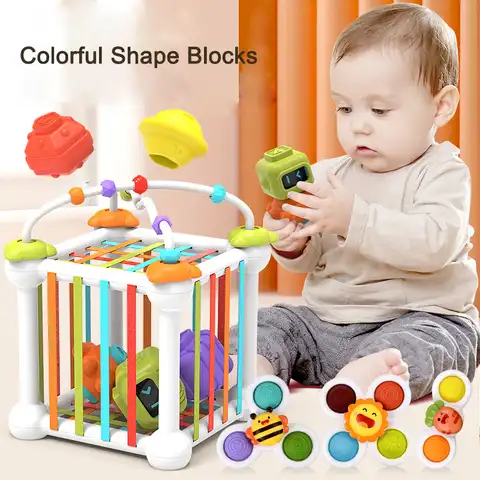 Детский развивающий конструктор Монтессори, развивающая игрушка разных цветов, для детей 0-12 месяцев