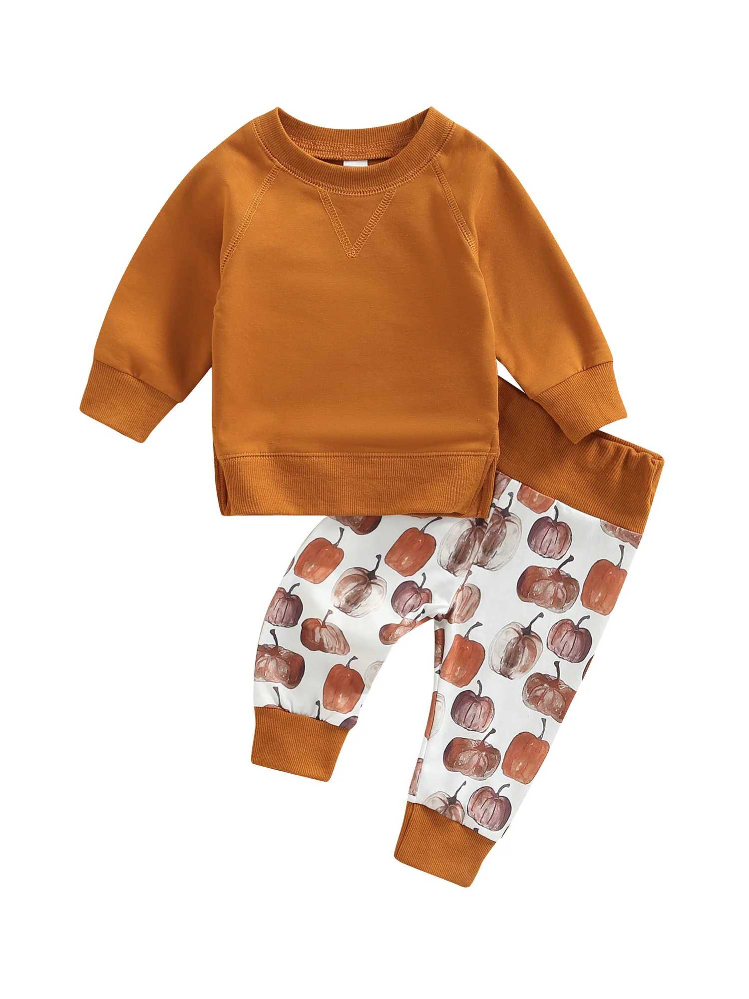 

Toddler Baby Boy Girl Fall Winter Clothes Printed Long Sleeve Crew Neck Sweatshirt Pullover Tops Pants Set Outfits