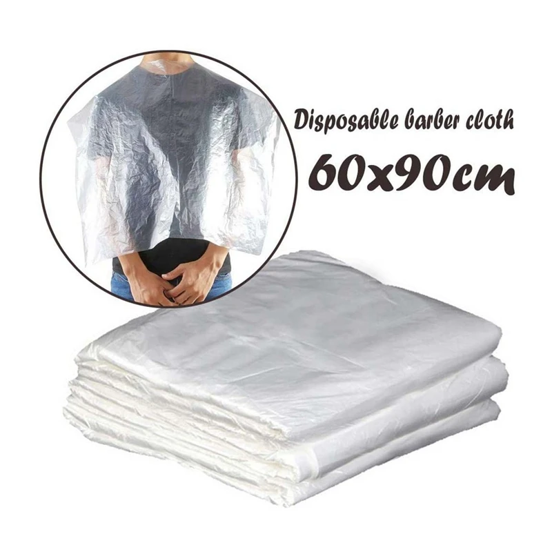 100Pcs PE Apron Disposable Long Barber Wai Cloth Perm Hair Salon Haircut Wai Hairdressing Cape Shawl 60X90cm