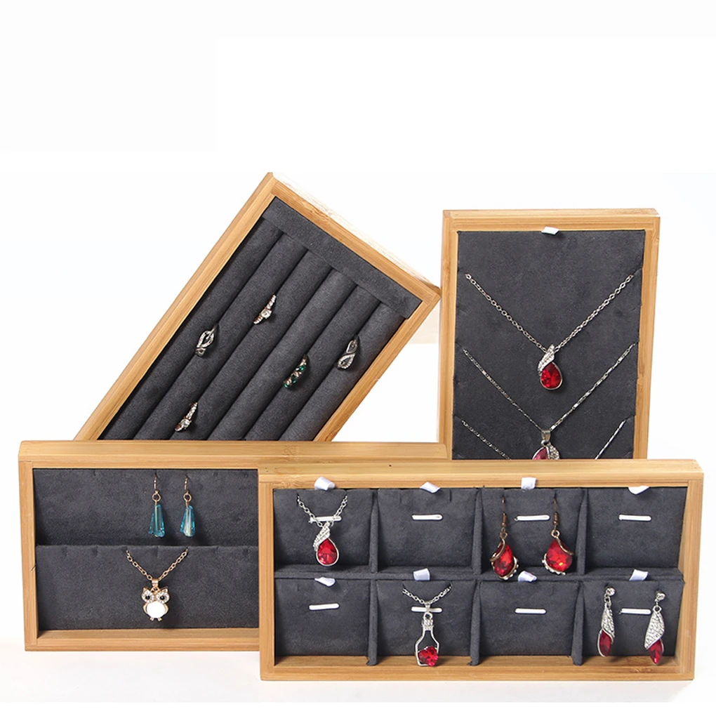

Jewelry Tray Stand Necklace Ring Props Showcase Holder Storage Pullet Display Box Lines Boxes Exhibition Earrings Show