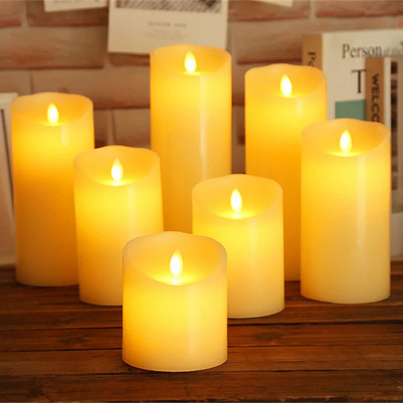 

Swing Flames for Birthday/Wedding /Christmas Decor Flameless LED Candle Light Real Paraffin Wax Pillars with Realistic