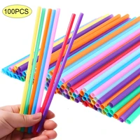 100pcs disposable plastic drinking straws colorful long drinking straws for kitchenware bar party birthday celebration supplies