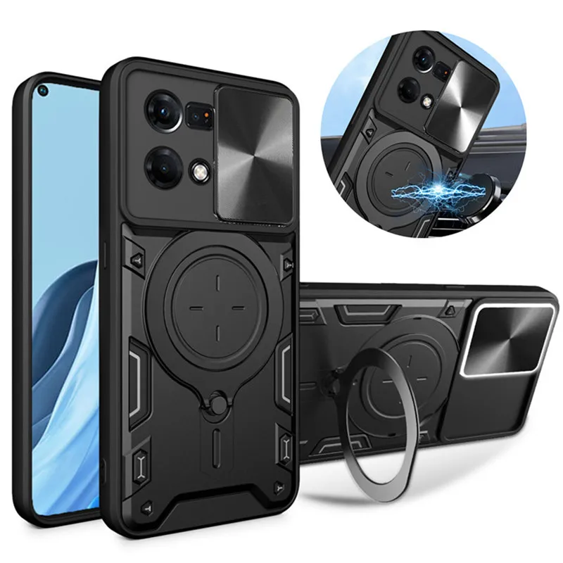 

For OPPO Reno 7 4G Case Car Magnetic Ring Stand Armor Phone Cases for Oppo Reno 7 Reno7 4G CPH2363 6.43" Back Cover Funda