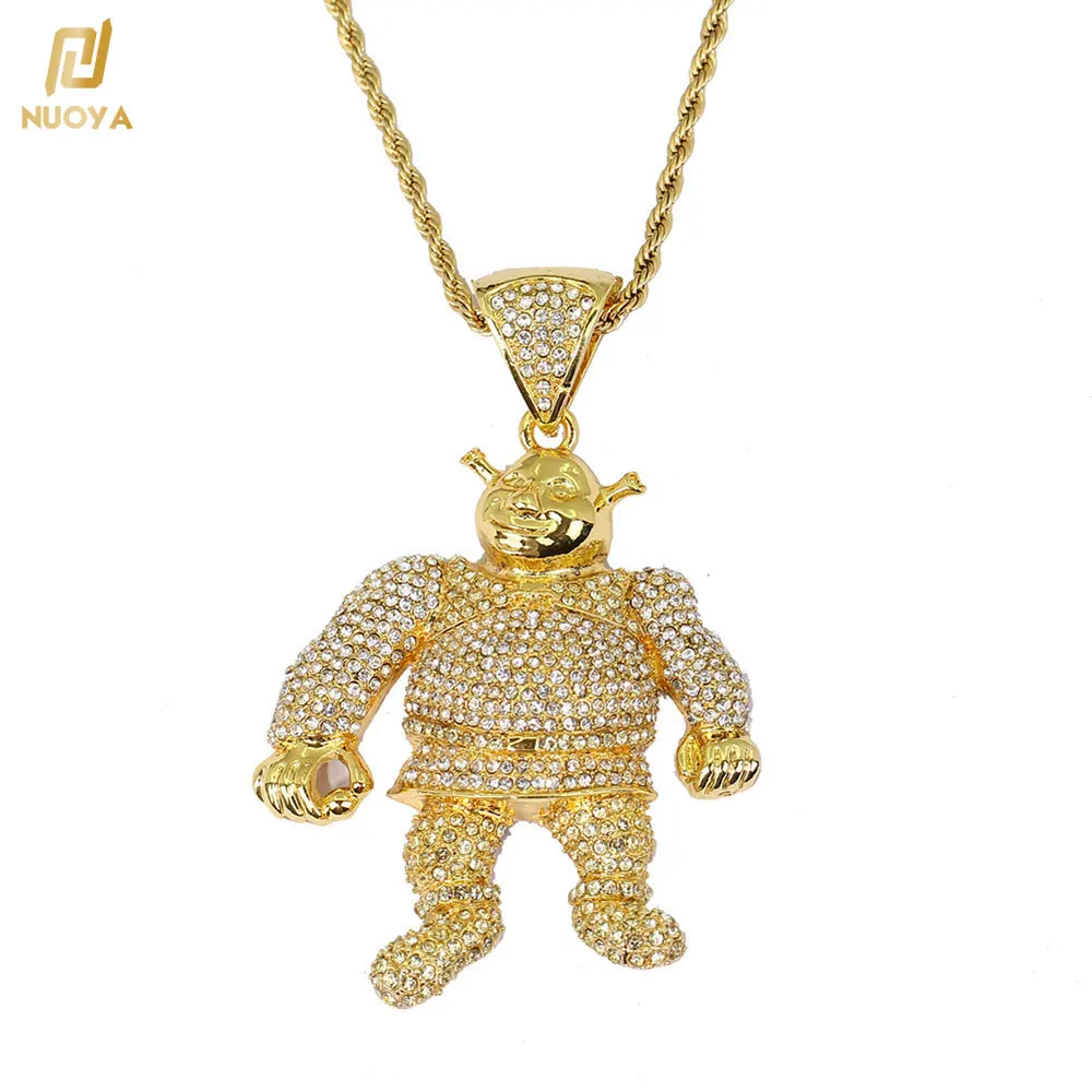 Ожерелье унисекс с кулоном из мультфильма со сверкающими стразами