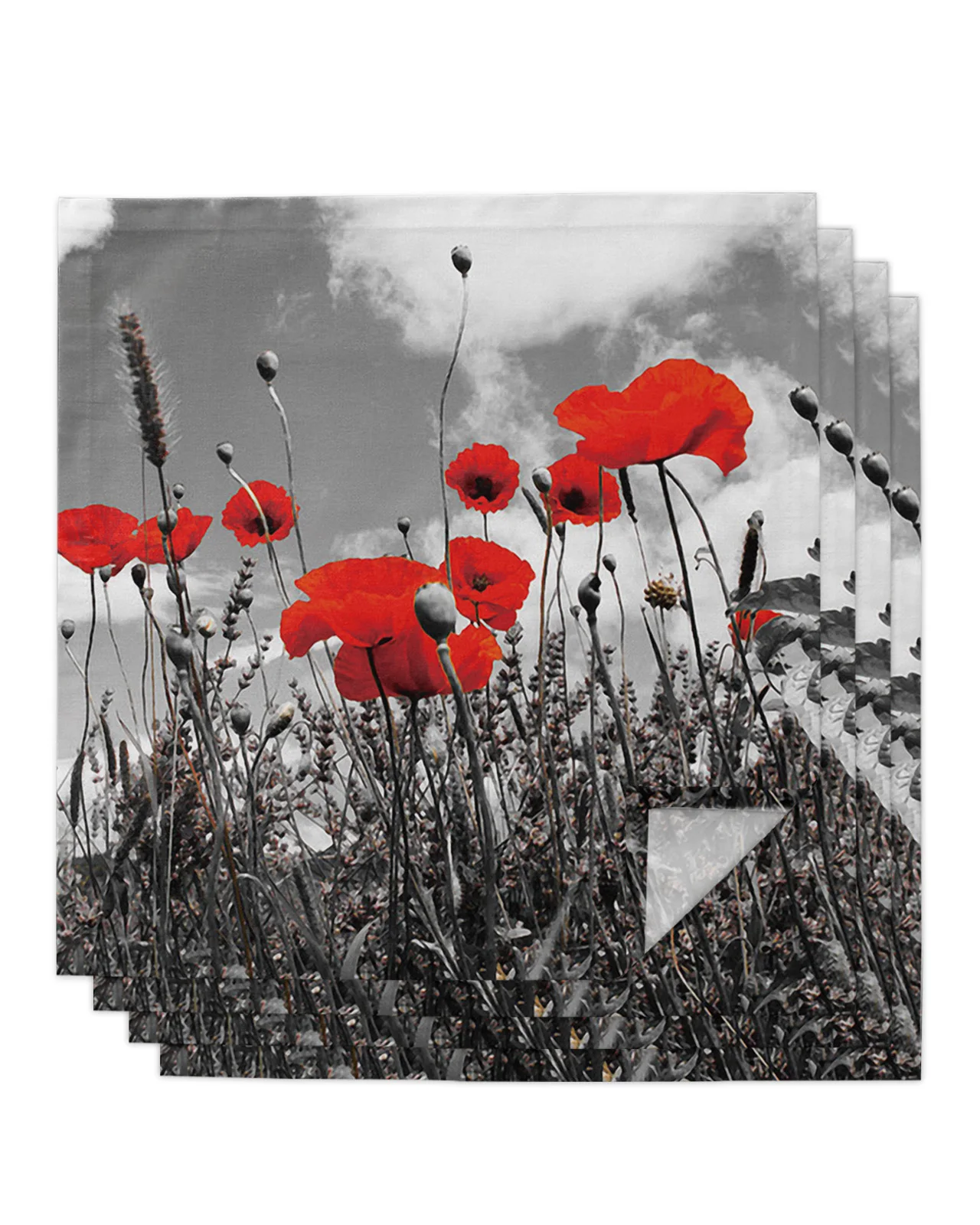 

Red Poppy Flower 4/6/8pcs Table Napkins Restaurant Dinner Wedding Banquet Decor Cloth Napkins Supplies Party Decoration
