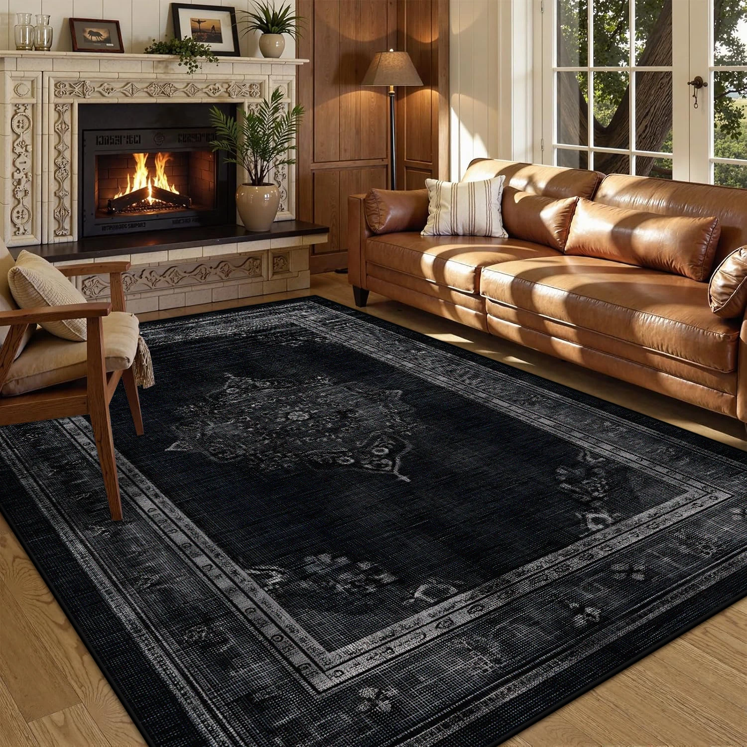 

Черный полиэстеровый ковёр, большой