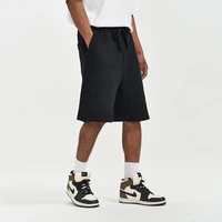2022 summer mens loose casual solid color shorts comfortable cotton elastic belt sweatpants drawstring knee length trousers