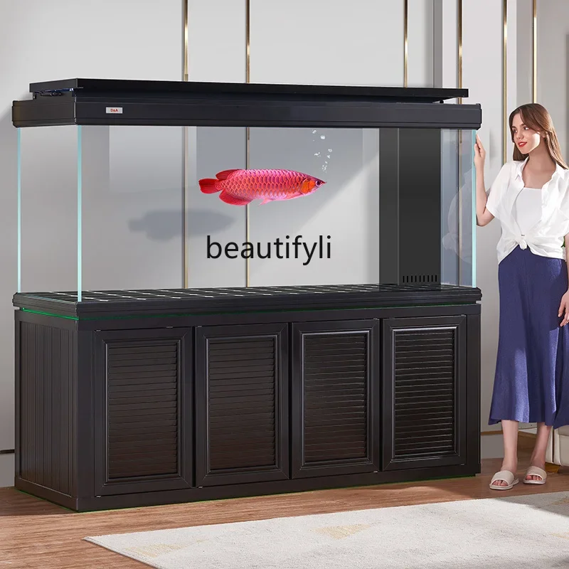 Professional-grade large arowana tank office automatic water replenishment bottom filter smart aquarium with ambient light