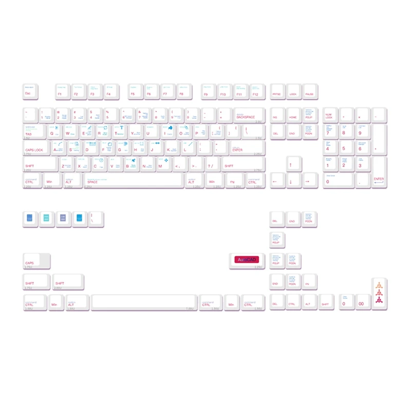 

136-Key PBT CAD Keycaps High Sublimation Mechanical Keyboard Keycaps 6.25U 7U Small Full Set of Keyboard Caps