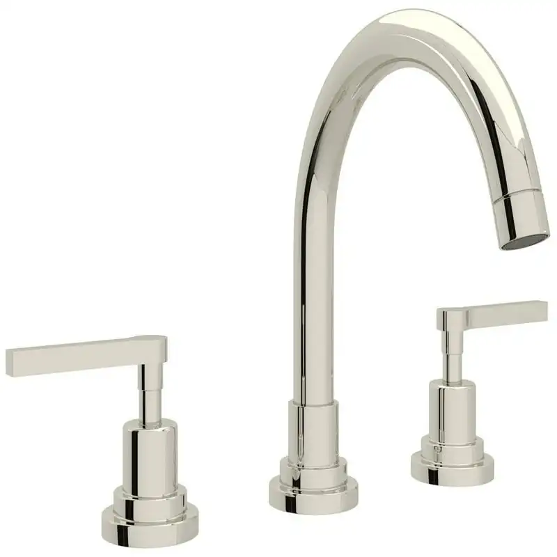 

Bath Widespread Lavatory Faucet In Polished Nickel With 8 1/2" Spout Height Metal Lever Handles And Pop-Up