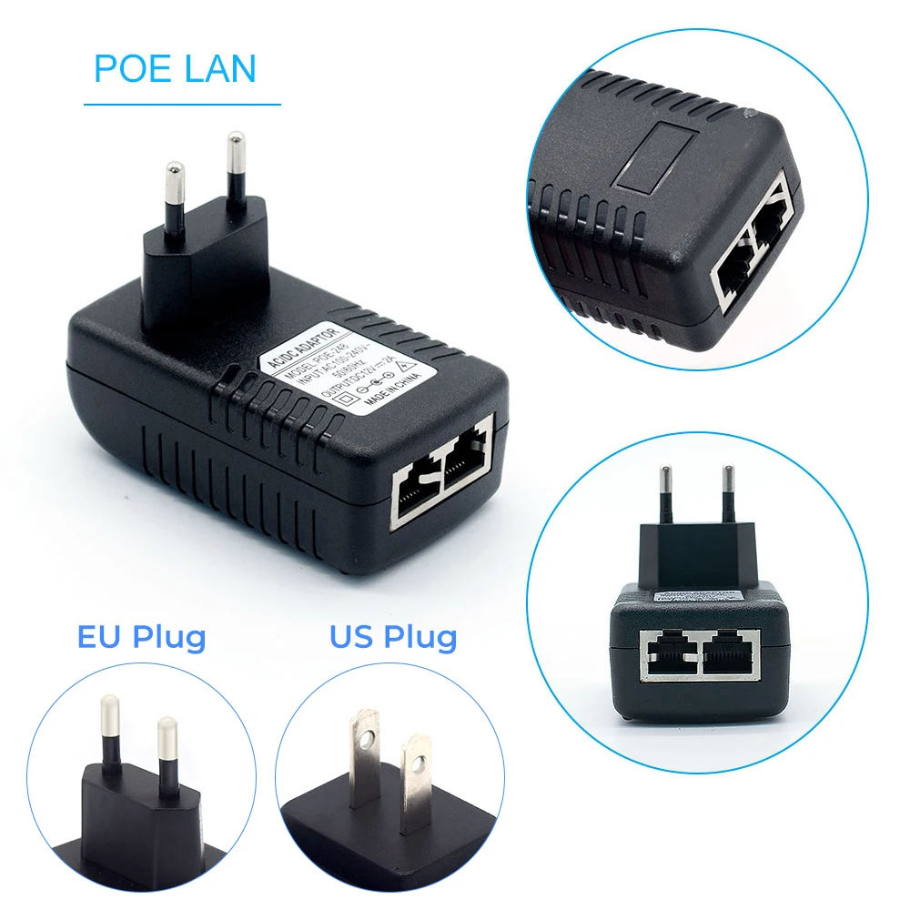 

POE инжектор 48 в 24 Вт для IP-камеры видеонаблюдения PoE источник питания Ethernet адаптер для телефона вилка для США ЕС Великобритании