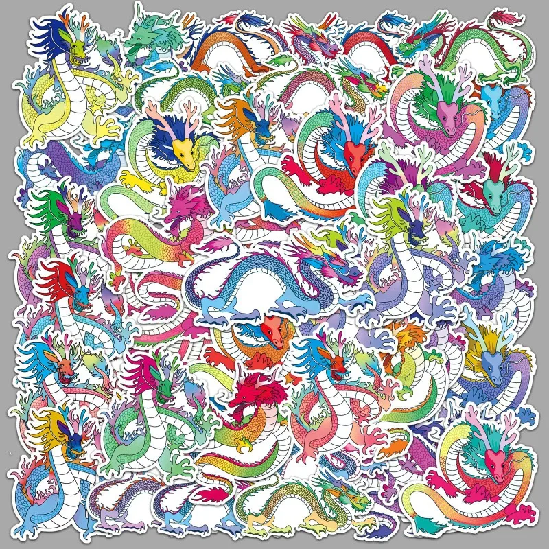 

50pcs Kawaii Cartoon Chinese Dragon Stickers Waterproof Decoration Laptop Phone Bottle Guitar Notebook Hand Account Accessory