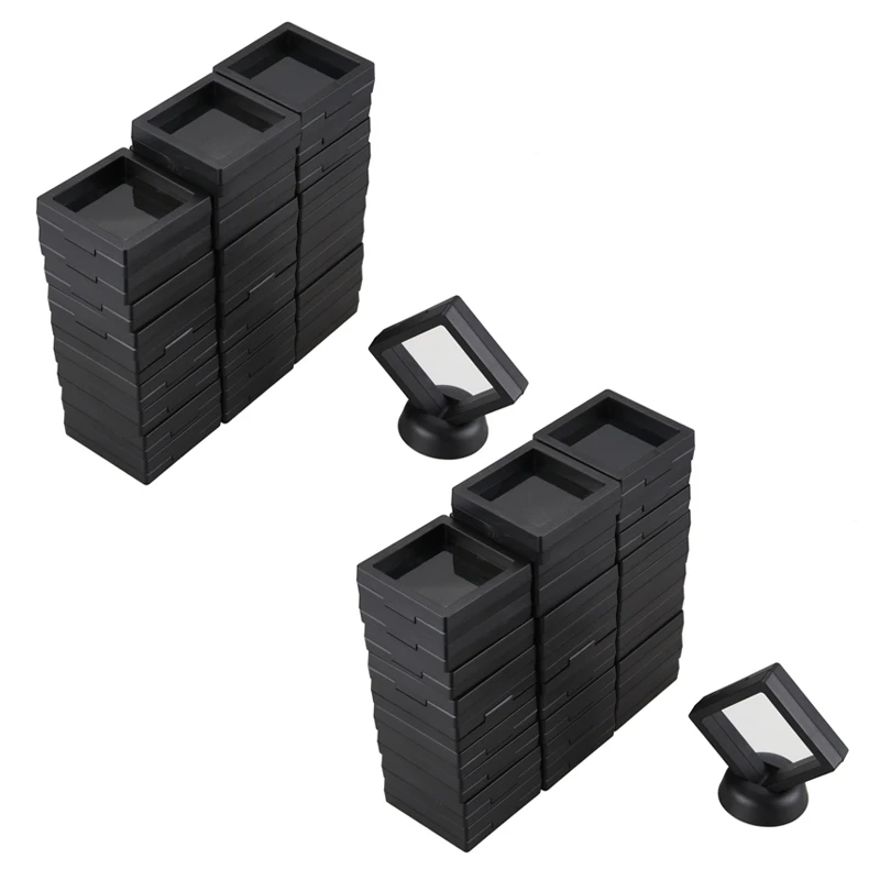 

Coin Display Box - Set of 60 3D Floating Frame Display Holder with Stands for Challenge Coins, AA Medallions, Jewelry