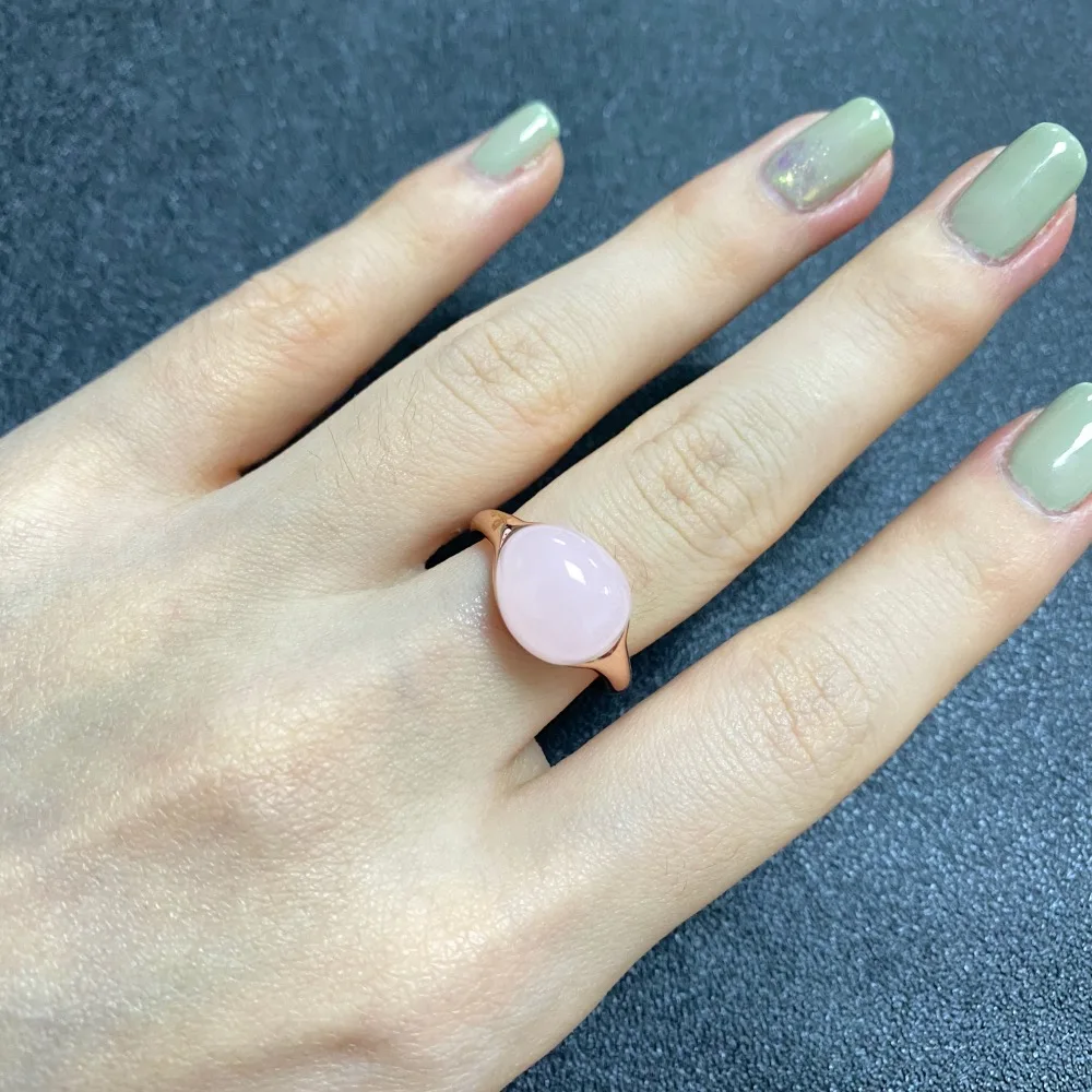 12x10mm Ladies Waterdrop Ring Gold Plated Natural Pink Crystal Ring High Quality Elegant Fashion Jewelry Birthday Gift