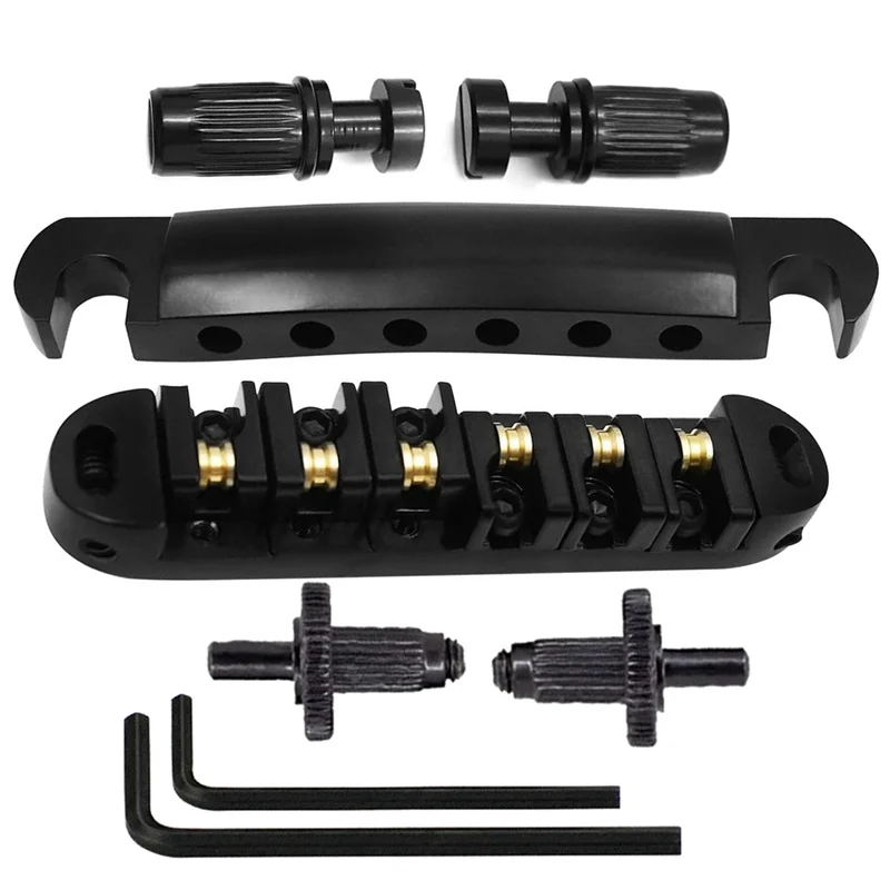 

1 Set Of 6 Strings Guitar Tune-O-Matic Bridge and Tailpiece with Posts for SG LP Electric GuitarBlack