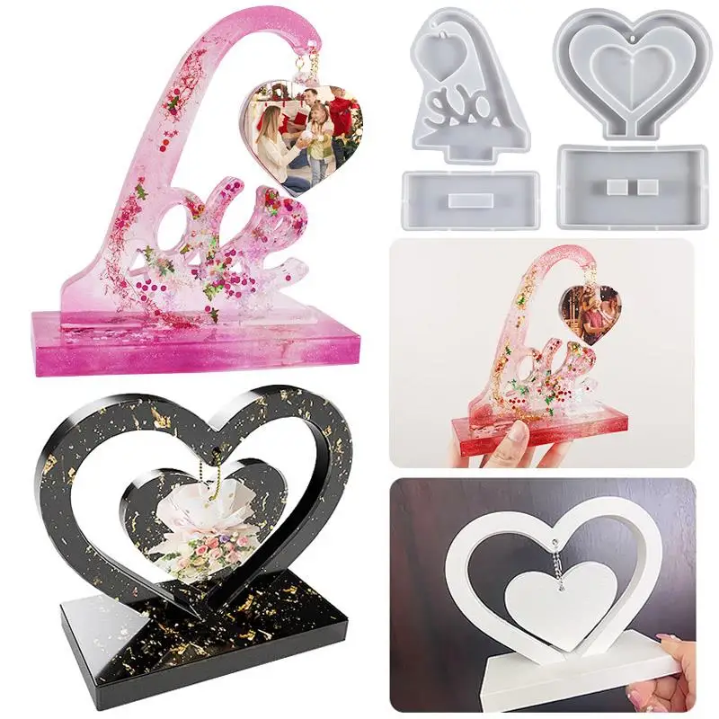 

DIY Love Heart Hanging Photo Frame Silicone Mold Epoxy Resin Ornament Casting Mold Handmade Resin Crafts Making Tools Home Decor