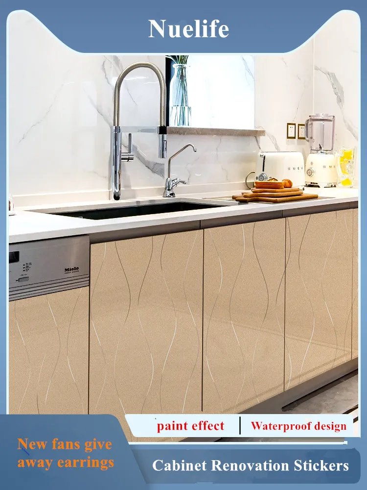 

Cabinet Renovation Stickers Self Adhesive Kitchen Remodel Waterproof and Oilproof Furniture Wardrobe Decorative PVC Stickers