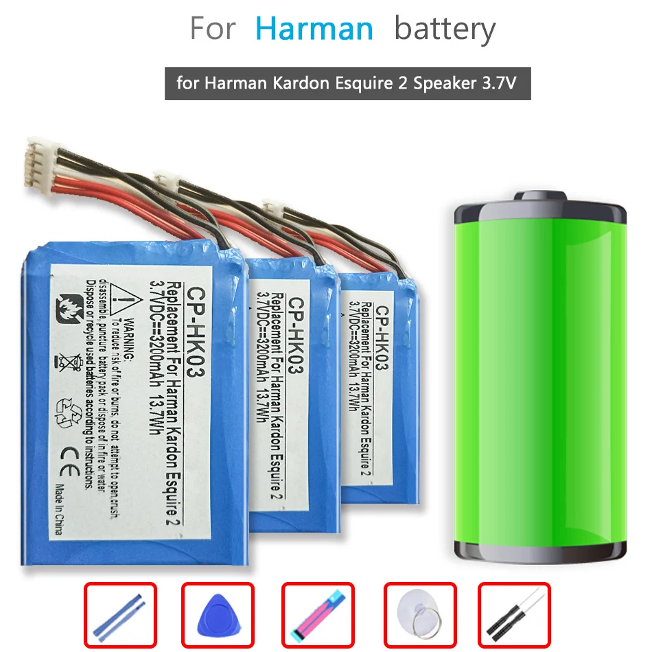 

3.7V 3200mAh GSP805070 Replacement Battery For Harman Kardon Esquire 2 Esquire2 CP-HK03 Speaker Loudspeaker 5-wire Plug + tools
