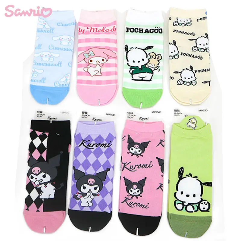 

Носки Sanrio Kawaii Cinnamoroll Kuromi My Melody, милые Мультяшные носки с низким верхом, Летние удобные дышащие носки для девочек