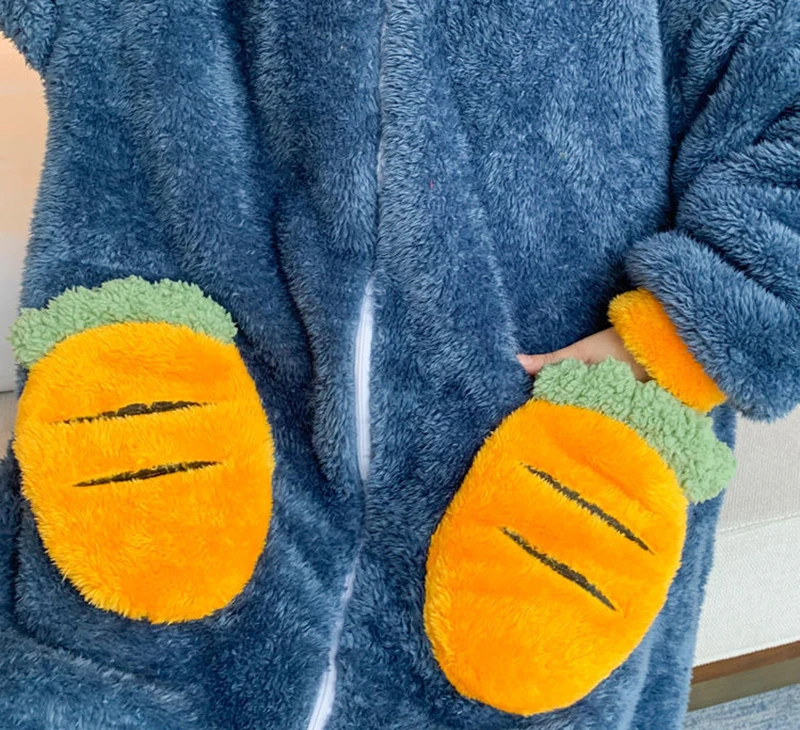 Winter Kigurumi Thicken Flannel Animal Pajamas Suit Adult Onesie Anime Women Girls Rabbit Jumpsuit Halloween Party Suit Overalls