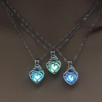 choker trendy adjustable pendant necklace glow in the dark jewelry gifts peach hearts necklace luminous necklace