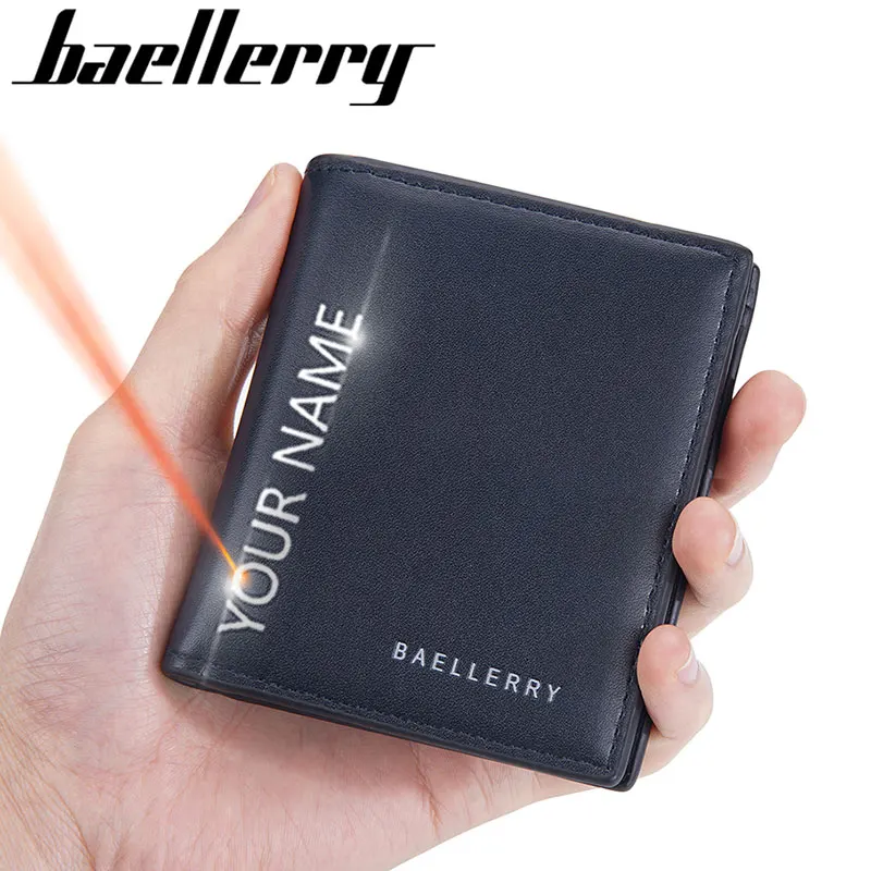 

2023 New Men Wallets Free Name Engraving Short Card Holder Luxury Brand Male Purses High Quality PU Leather Men's Wallet