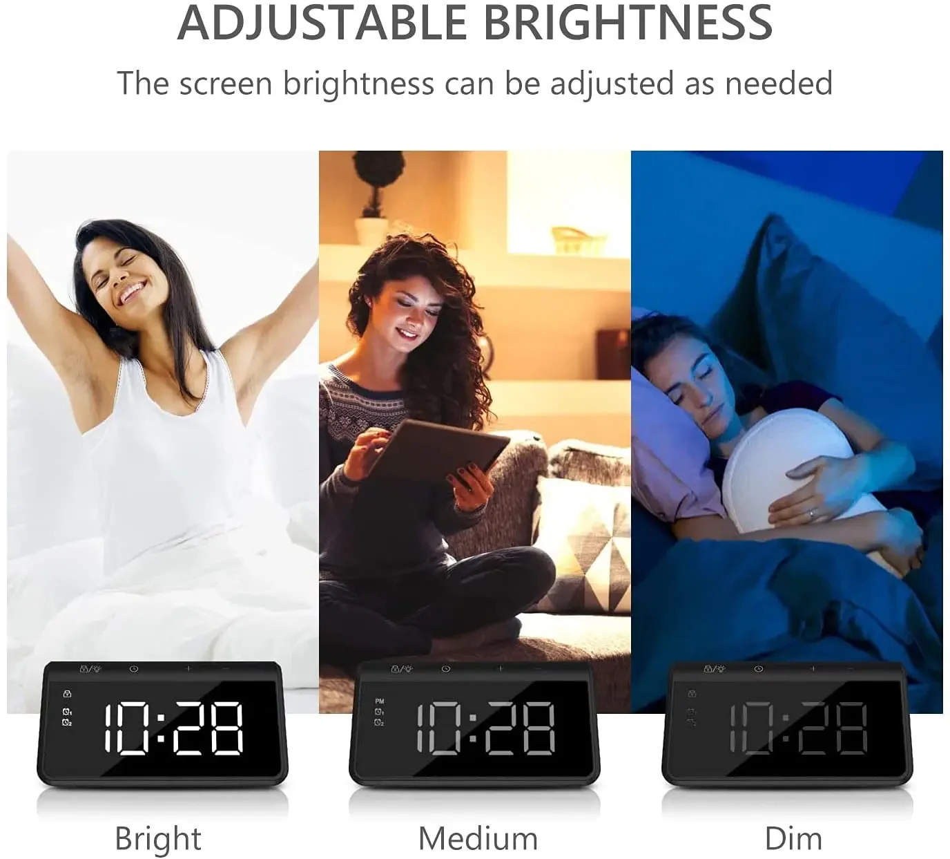 Цифровой будильник для спальни внешняя фотография версия 4 яркость/Airpords USB