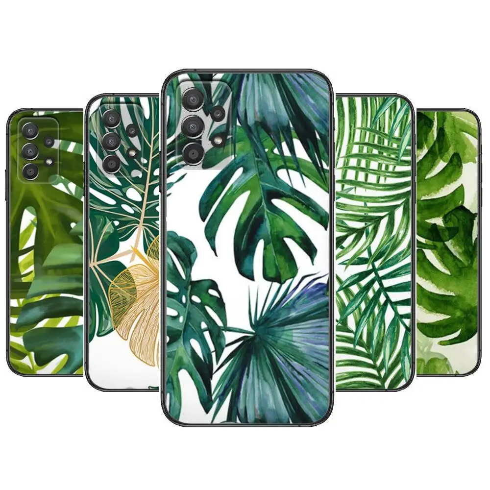 

Tropical Leaf Cactus Monstera Phone Case Hull For Samsung Galaxy A70 A50 A51 A71 A52 A40 A30 A31 A90 A20E 5G a20s Black Shell Ar