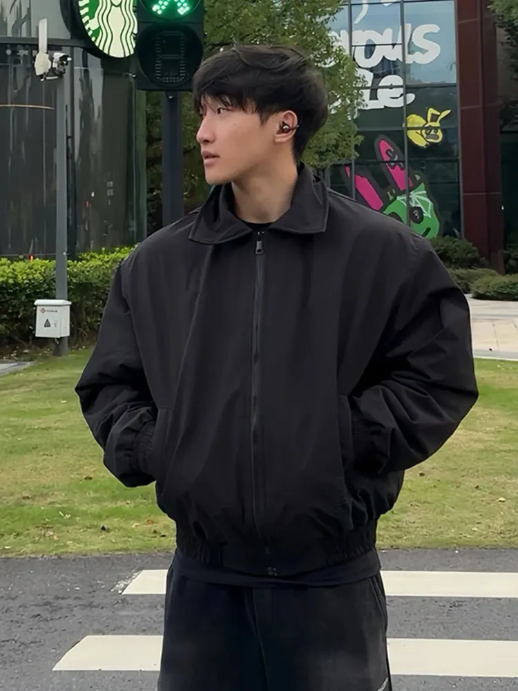 American Sle Short Wide Flight Jacket Cotton-padded jacket Men's Winter Lapel Profile Coach Outerwear Thickened Cargo Baseb...