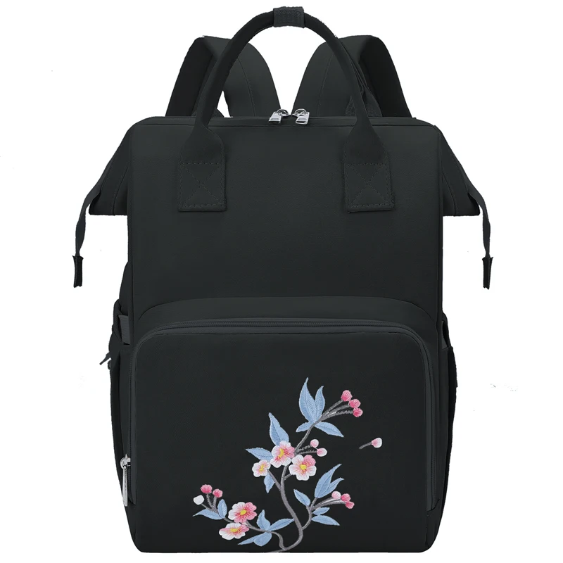 

Embroider Flower Diaper Baby Bags for Mom Waterproof Mommy Backpack Travel Multifunction Maternity Large Capacity Stroller Bag