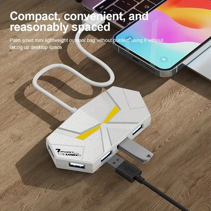 4-портовый/7-портовый USB-концентратор с цветной подсветкой Порт Type-C для ноутбуков