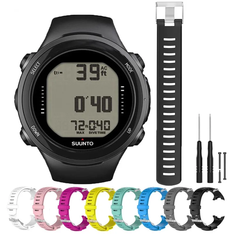 

Ремешок силиконовый для SUUNTO D4 D4i NOVO, сменный Браслет для наручных часов с отверткой, инструмент для дайвинга