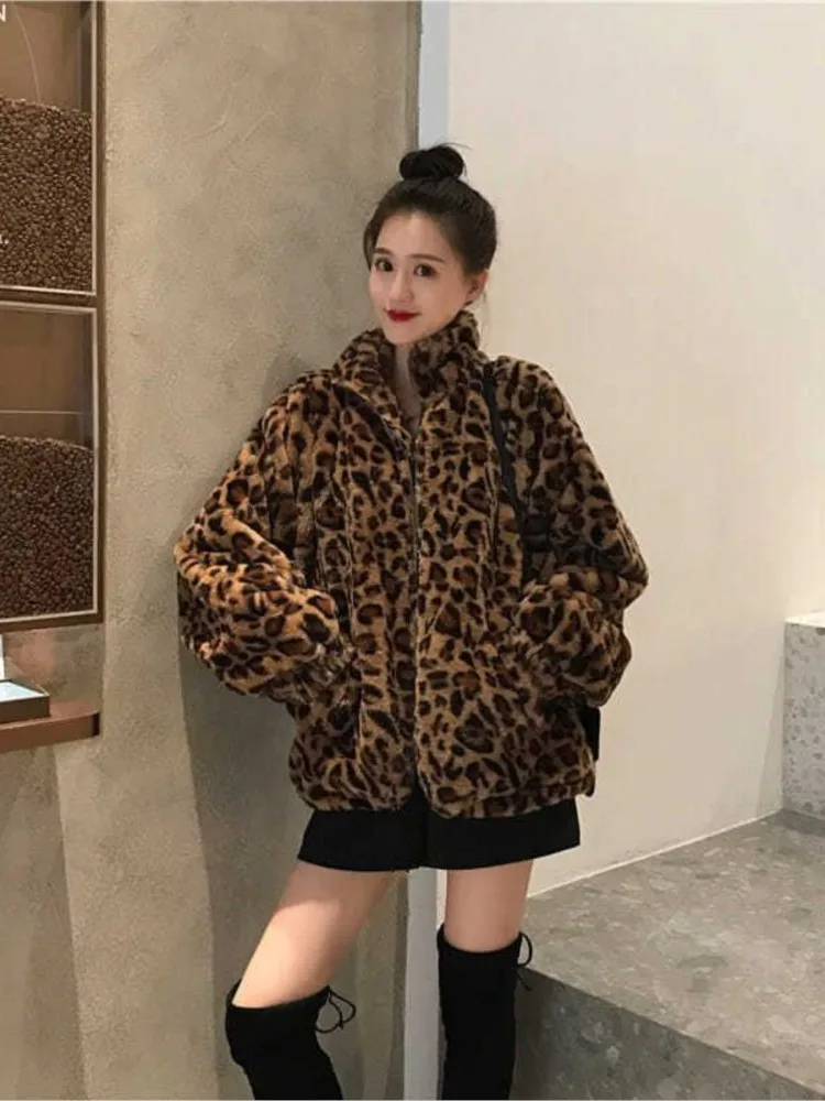 Куртка женская с леопардовым принтом на молнии в готическом стиле - купить по