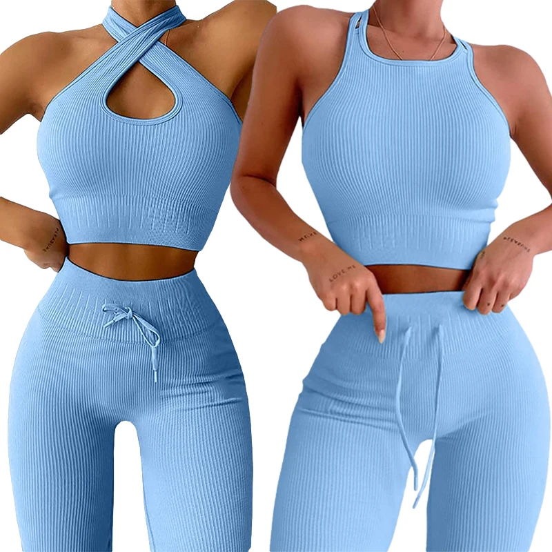 

Seamless Sport Set Women Two Piece 2PCS Crop Top Bra Shorts Workout Outfit Fitness Wear Sexy Gym Suit Female Yoga Sets Clothes