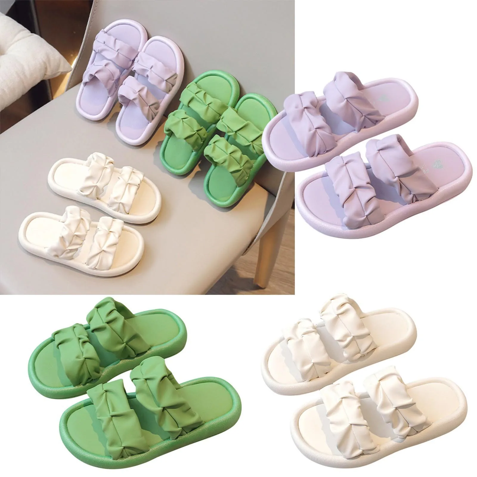 

Girl's Slippers Soft House Slippers Cozy Open Toe Home Shoes Comfy Summer Indoor Outdoor Slip On Breathable Big House Slippers