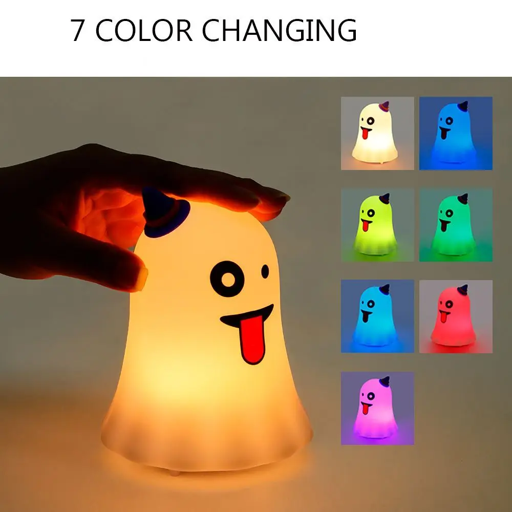 

New Halloween Party Ghost Grimace Night Light LED Colorful Atmosphere Light Lamp Clap Instant Light Touch Sensor