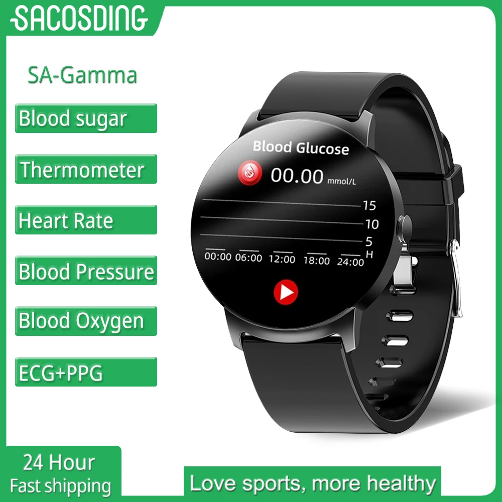 

SACOSDING 2023 NFC Non-Invasive Blood Glucose Smart Watch Men Thermometer Heart Rate Health Monitor IP68 Waterproof Smart Watch