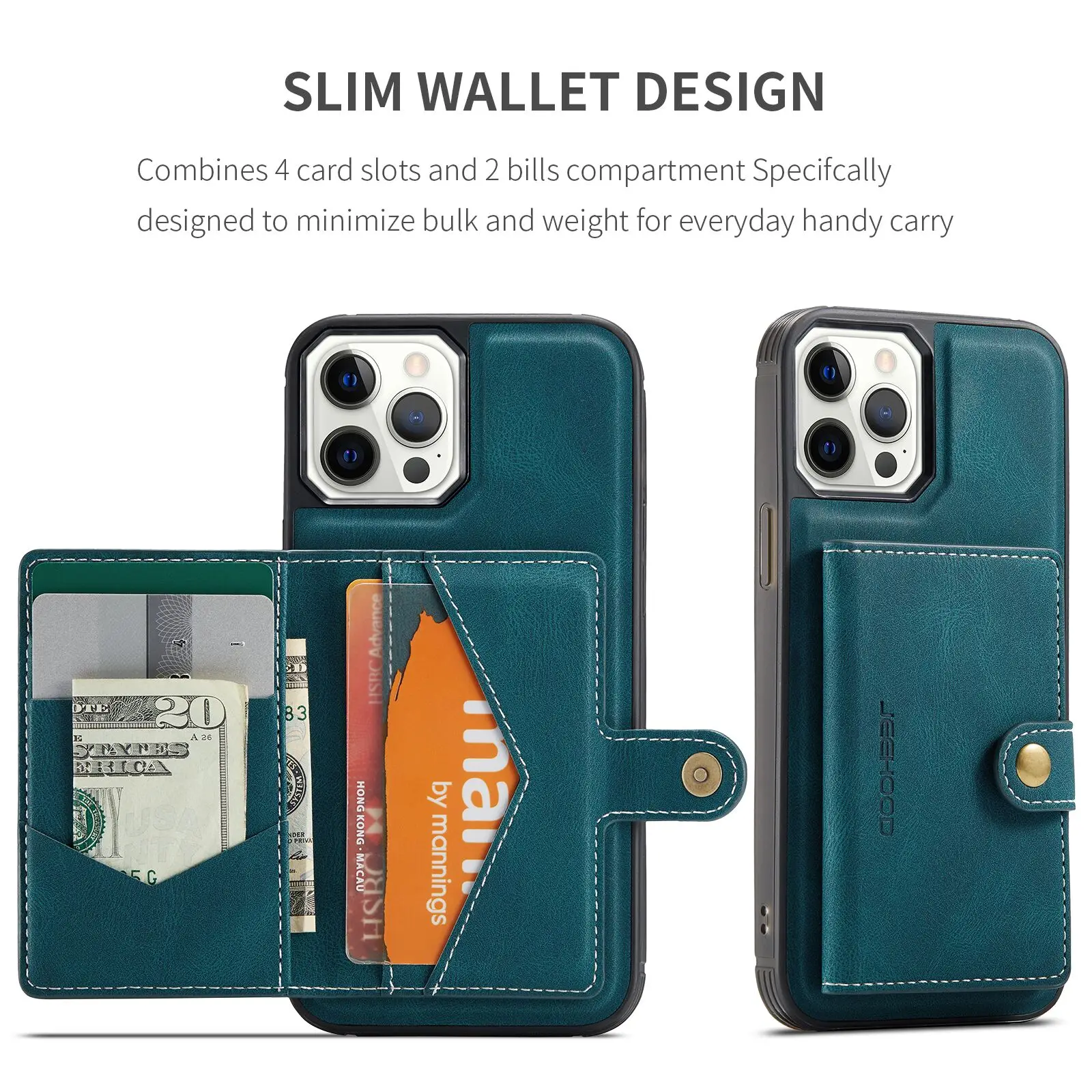 Back Cover for iPhone 14 12 13 11 Pro Max XS XR X SE 2020 8 7 Plus Phone Case Leather Card Holder Magnetic Detachable Wallet Bag