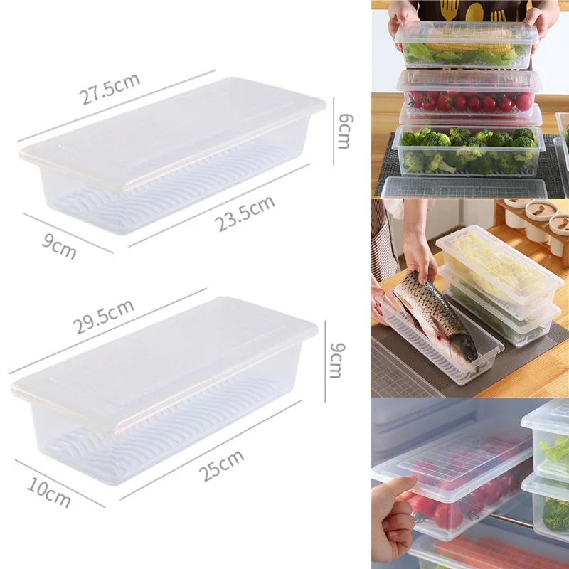 

Organizer Case Removable Drain Plate Tray Fruits Vegetables Fish Meat For Food Fresh Organizer Containers Kitchen Fridge