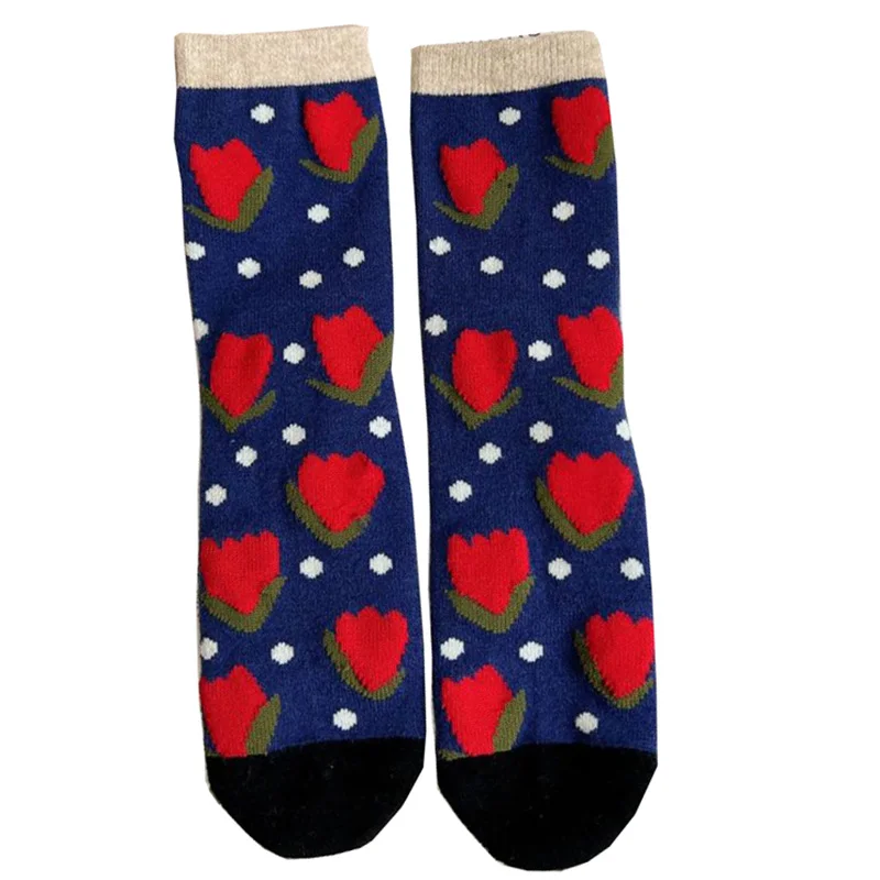 5 Pairs Winter Keep Warm Women Socks Fashion Cashmere Thicken Cycling Socks Flowers Kawaii Wool Socken College Style Sweet Soft
