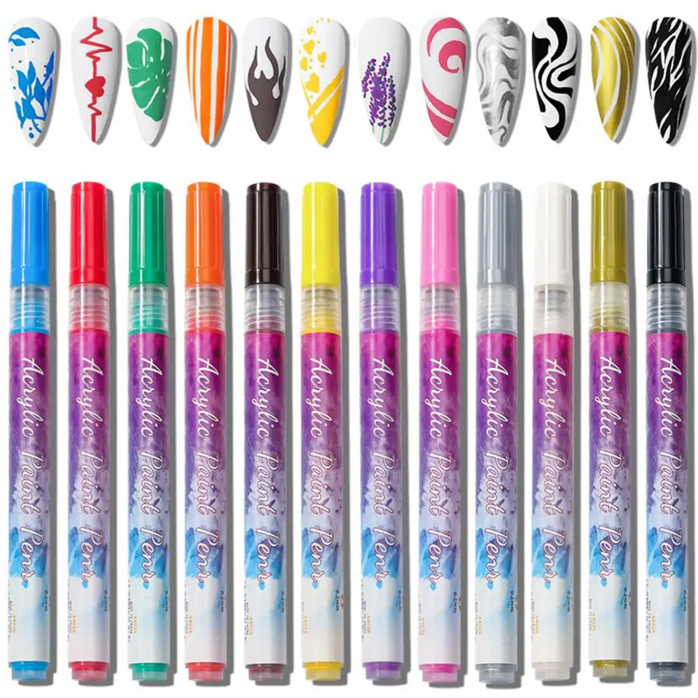 

Nail Art Drawing Graffiti Pen Gel Pencil Plastic Waterproof Painting Liner Brush White Marker Pen Nail Manicure Decoration Tools