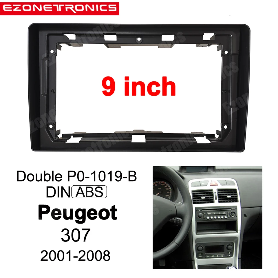 

Панель Facia 9 дюймов для Peugeot 307 2001-2008 2Din1din автомобильная DVD рамка аудио фитинг адаптер приборная панель Комплекты двойной Din радио плеер