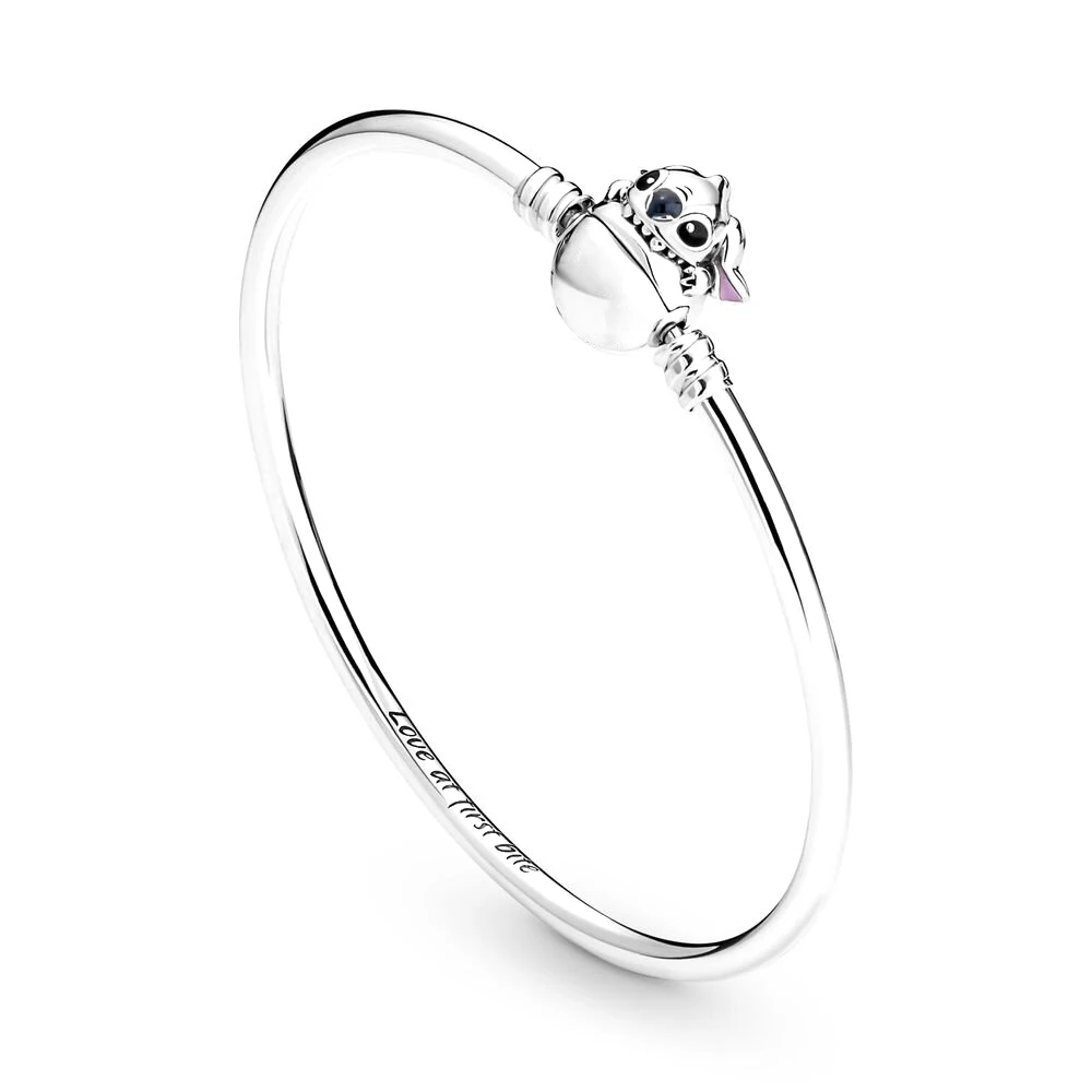 Pandora-Bracelet jonc à fermoir mordant pour femme, point de moments en argent 925, convient au charme original, bricolage, cadeaux d'anniversaire