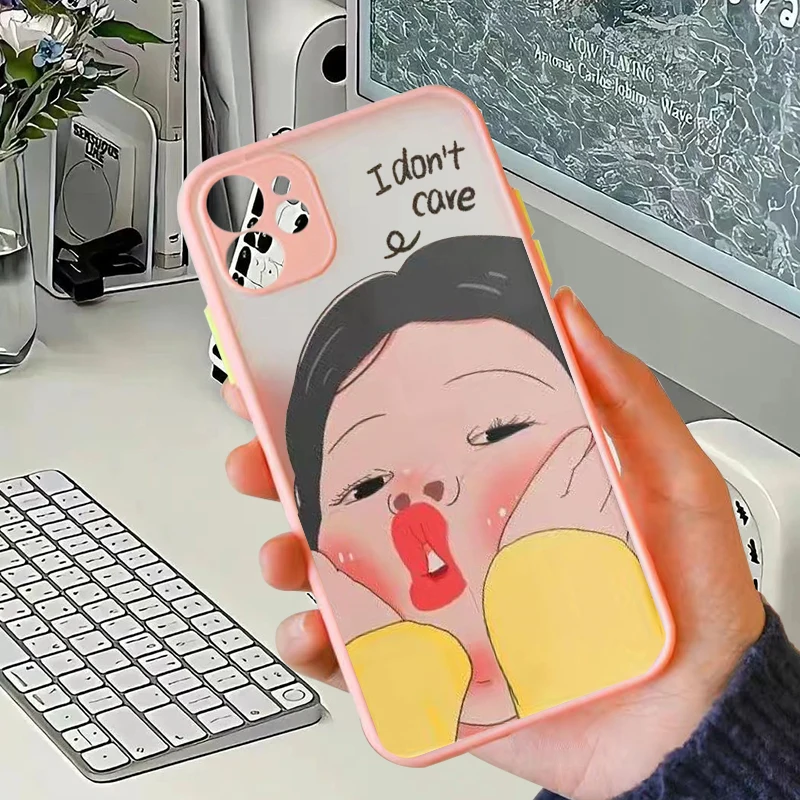 Парный чехол для телефона с героями мультфильмов и девушек для IPhone 15 14 13 12 11 Pro Max Mini XS X XR SE2 7 8 Plus, матовый чехол для влюбленных