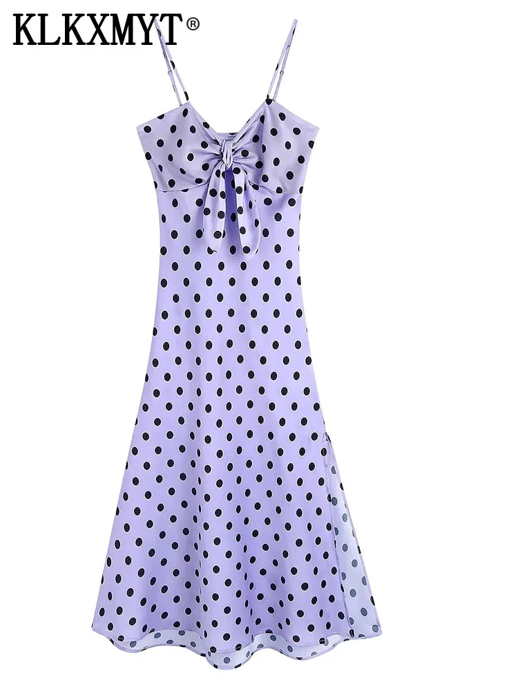 

Длинное женское платье в горошек, с воланом, летнее